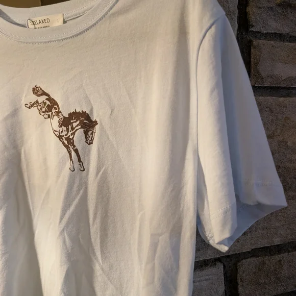 Light Blue La Relaxed Brand Bucking Horse Graphic Tee - Picture 2 of 7